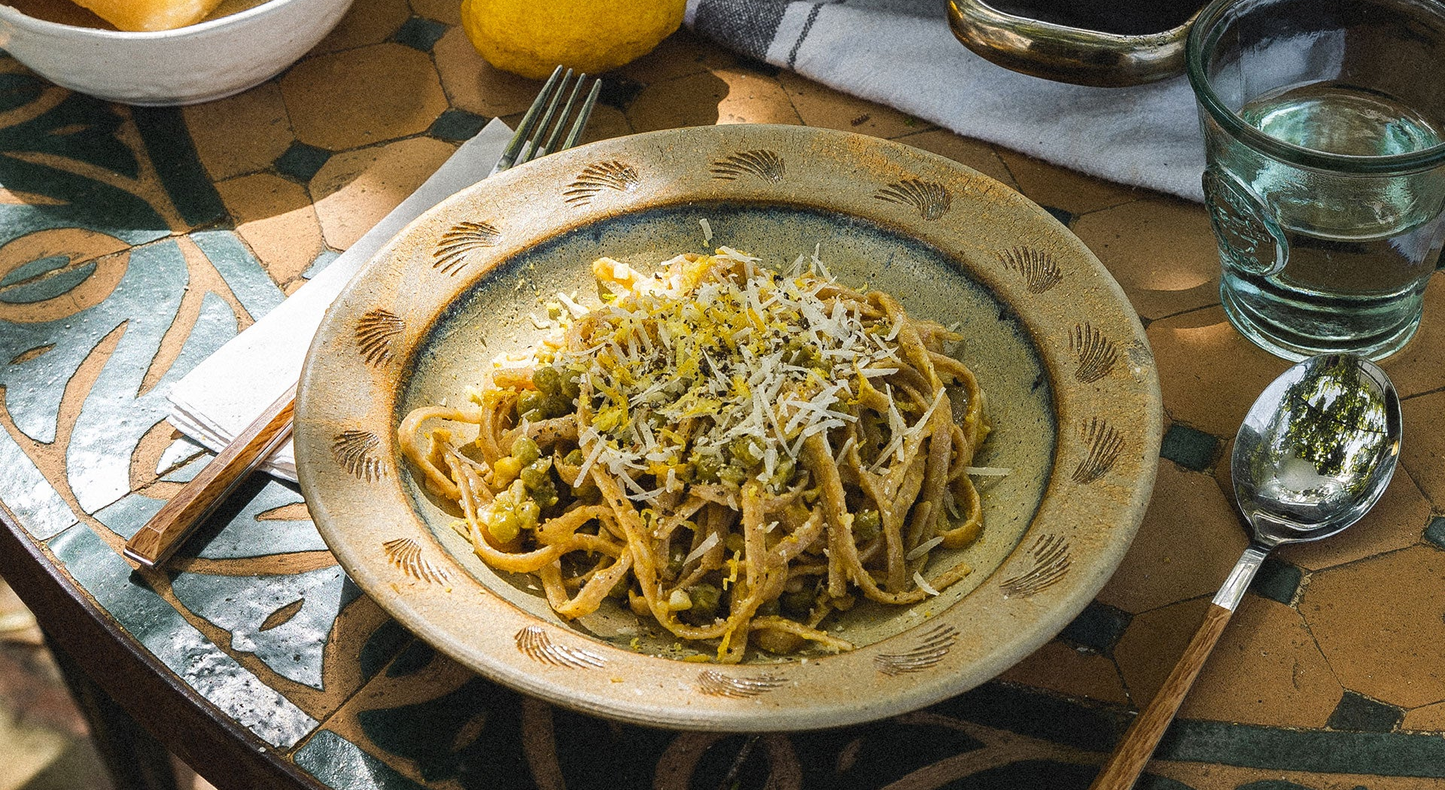 Pasta piselli with linguine