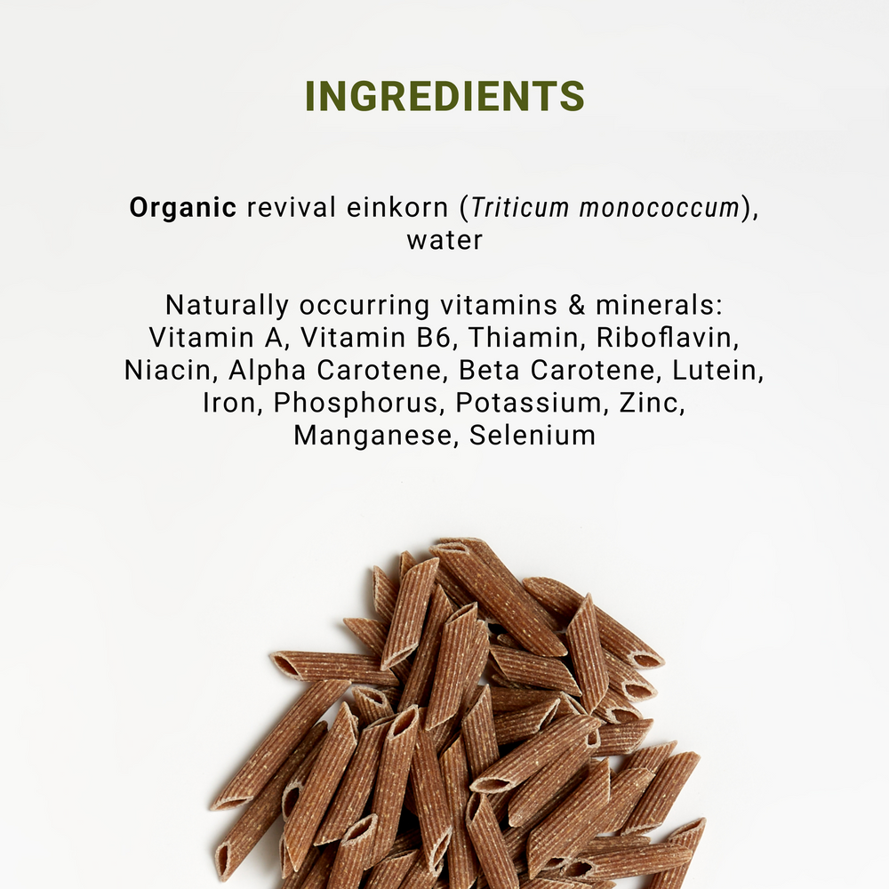 Ingredients list for Organic Einkorn Penne